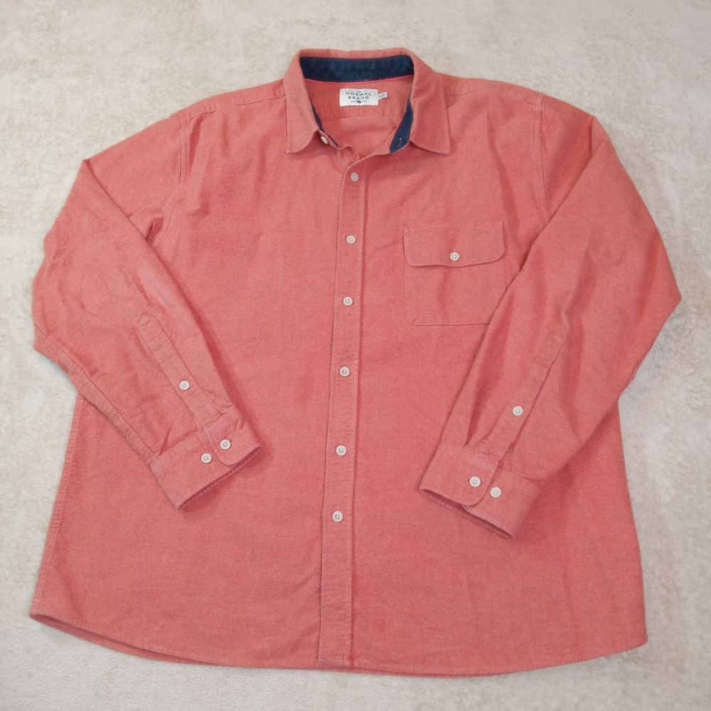 The Normal Brand Flannel Long Sleeve Button Up‎ Shirt Men's XL Orange
